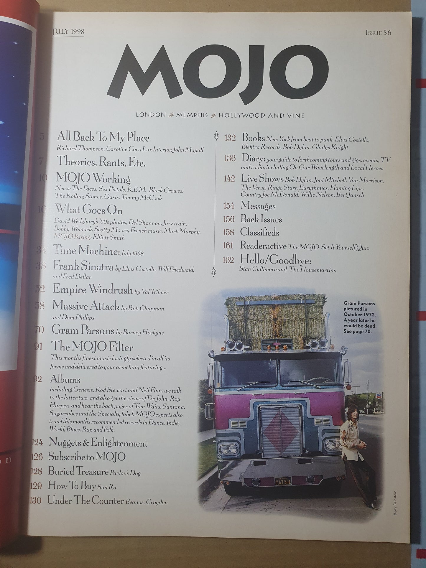 MOJO Magazine July 1998 382 Issue 56 Massive Attack Gram Parsons Sinatra Joni