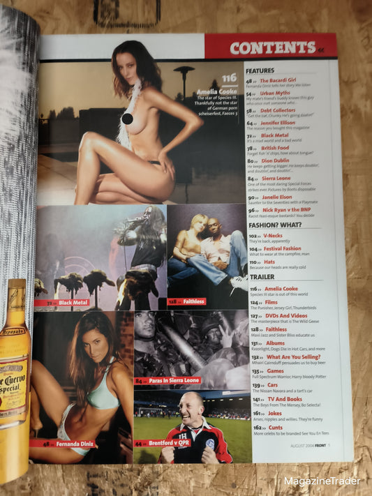 Front Magazine August 2004 Jennifer Ellison Dion Dublin Bo Selecta Sierra Leone