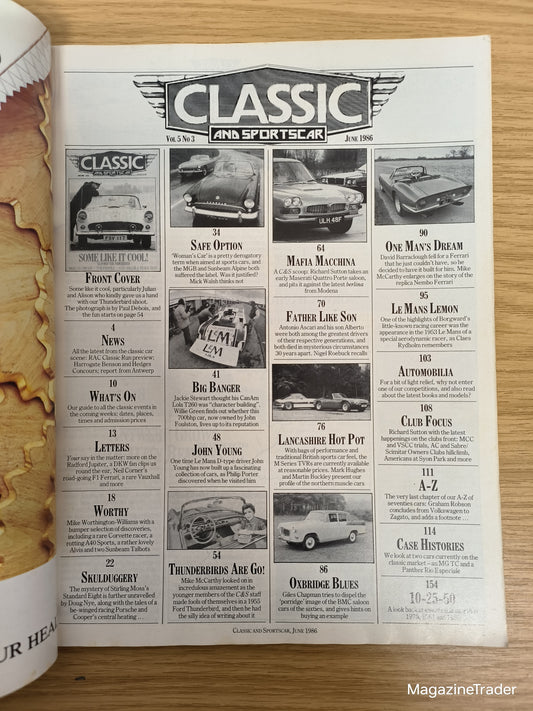 Classic and Sportscar Magazine June 1986 (1155) Some Like It Cool Ford Thunderbird