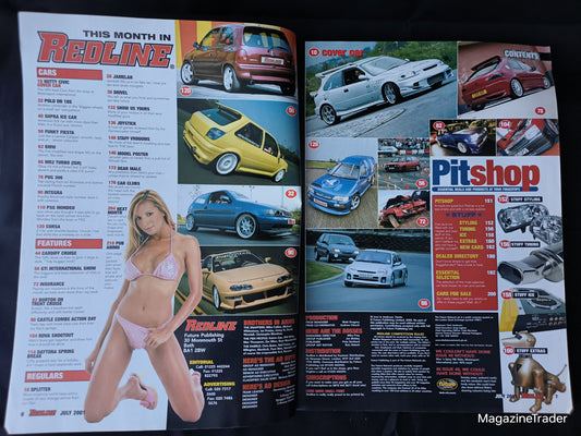 Redline Magazine July 2001 (1171) Silver Civic Cover Jamelah 306 Turbo MR2 Supra