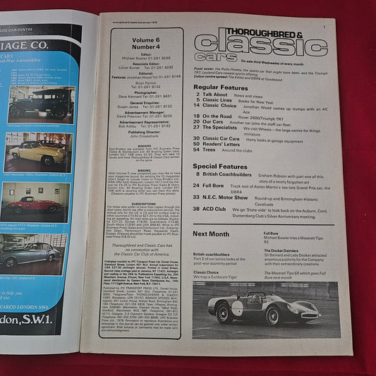 Thoroughbred & Classic Cars January 1979 (1191) Rolls-Healey Triumph TR7 AC Ace