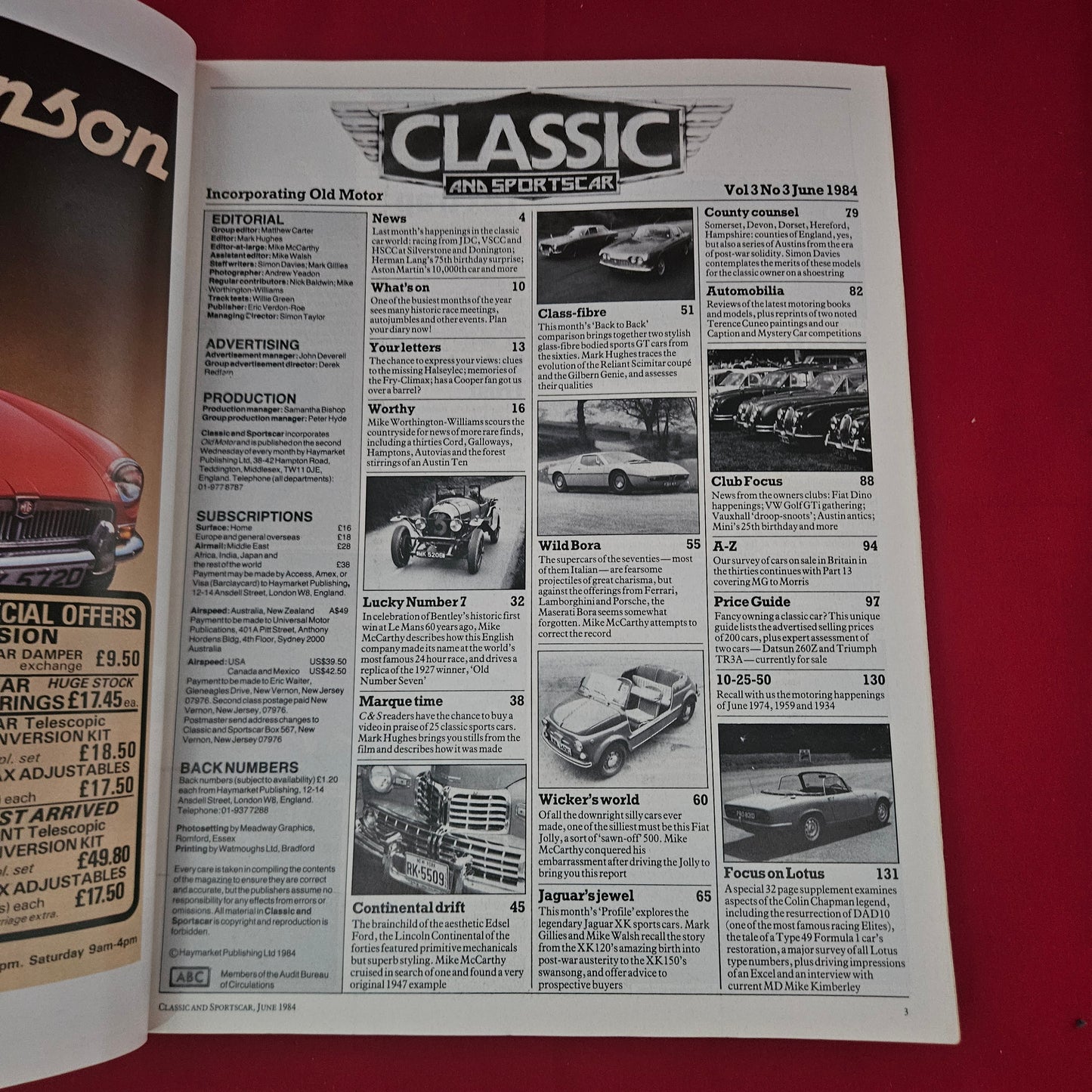 Classic and Sportscar Magazine June 1984 (1197) Jaguar XK Maserati Bora Bentley