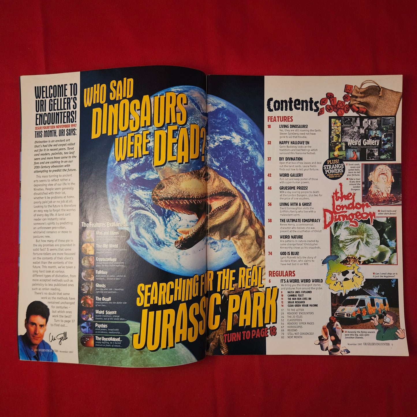 Uri Geller's Encounters Magazine Nov 1997 (1226) Living Dinosaurs Halloween