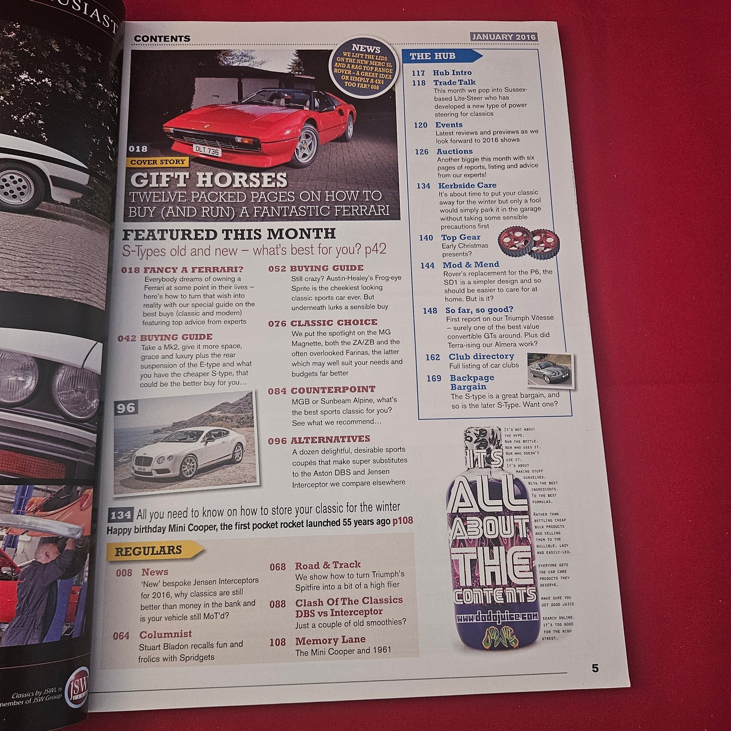 Classic Motoring Magazine January 2016 (1264) Ferrari Special Jaguar S-Type MGB