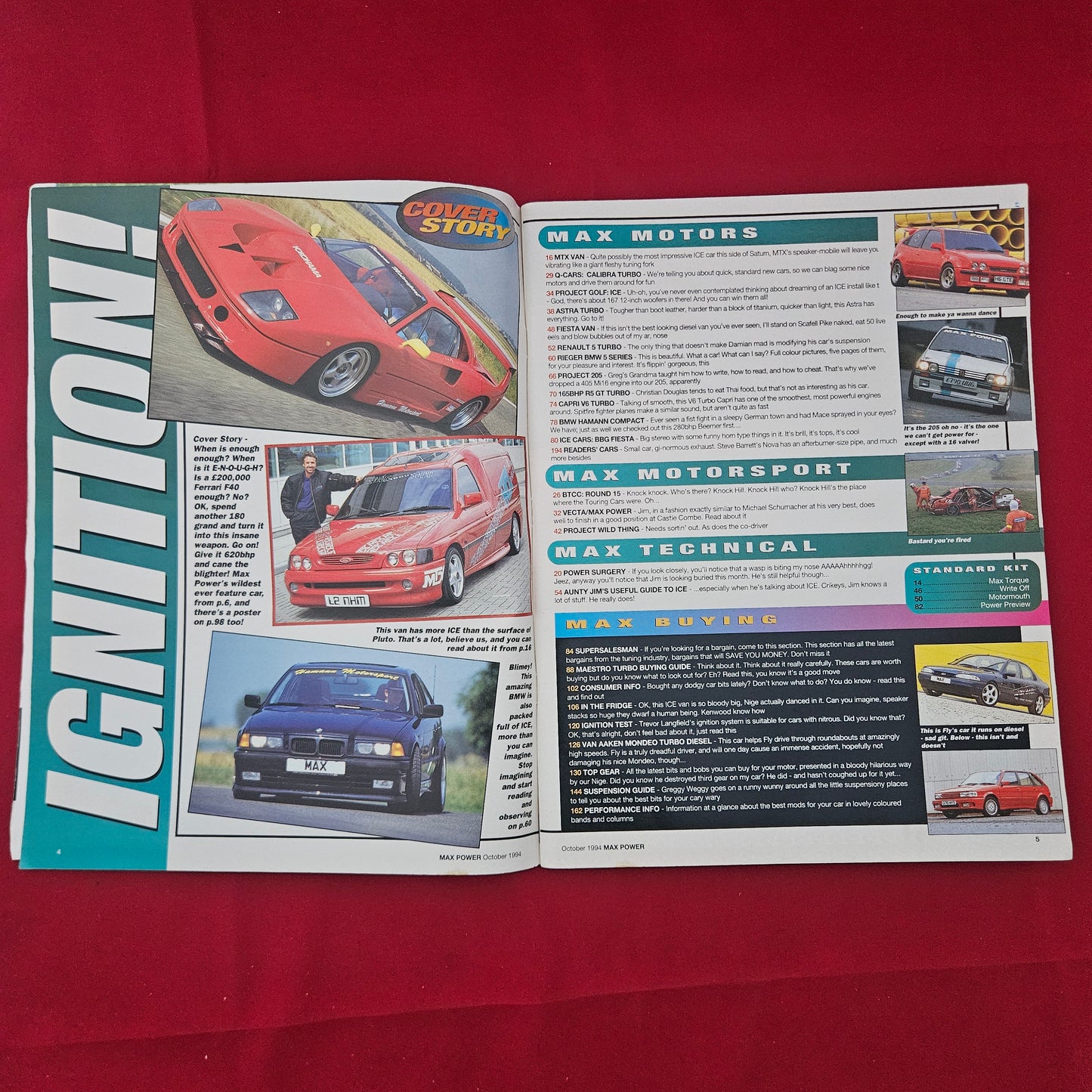 Max Power Magazine October 1994 (1267) Ferrari F40 Hormann Astra GTE Mi16