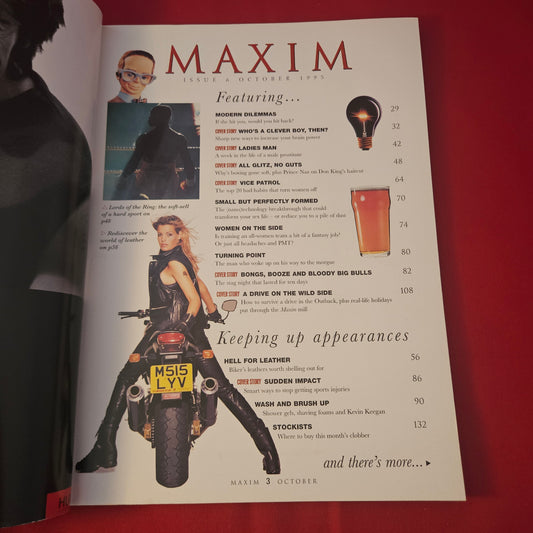 MAXIM Magazine October 1995 Issue 6 (1318) Sophie Marceau Biker Leather Harley