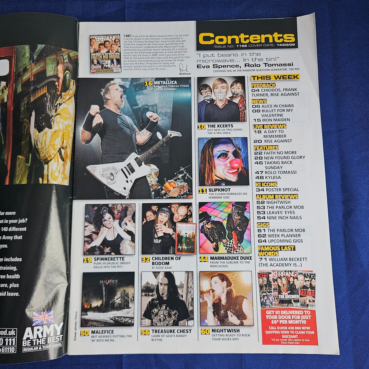 Kerrang! Magazine March 14 2009 #1252 (1341) Faith No More Metallica Slipknot
