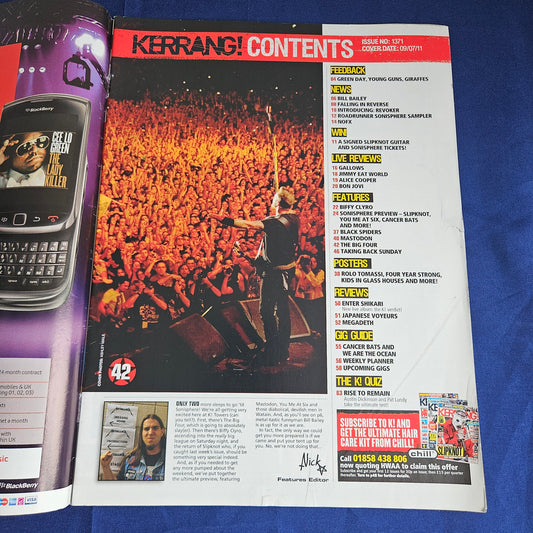 Kerrang Magazine July 9 2011 #1371 (1341) Metallica Biffy Clyro Mastodon Slipknot