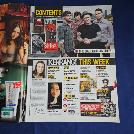 Kerrang Magazine June 5 2010 #1315 (1341) Slipknot Paul Gray Corey Taylor Dio