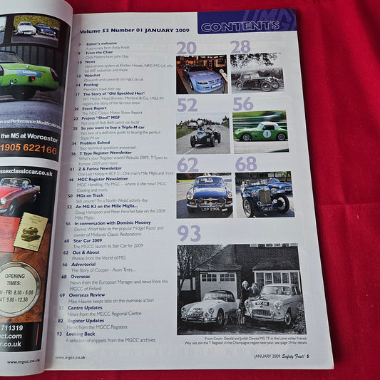 Safety Fast! Magazine January 2009 Vol 53 No 1 (1364) MG Car Club MGF Triple-M MGC