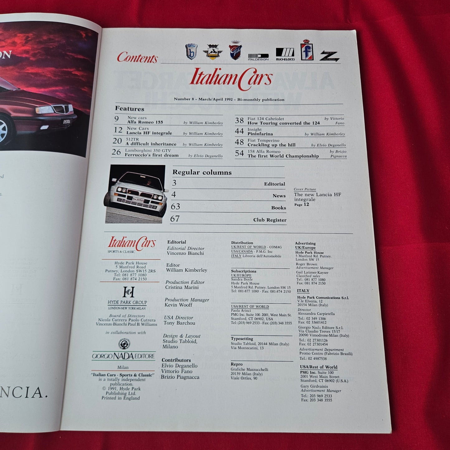 Italian Cars Magazine March/April 1992 No 8 (1364) Lancia Integrale Ferrari 512TR Alfa