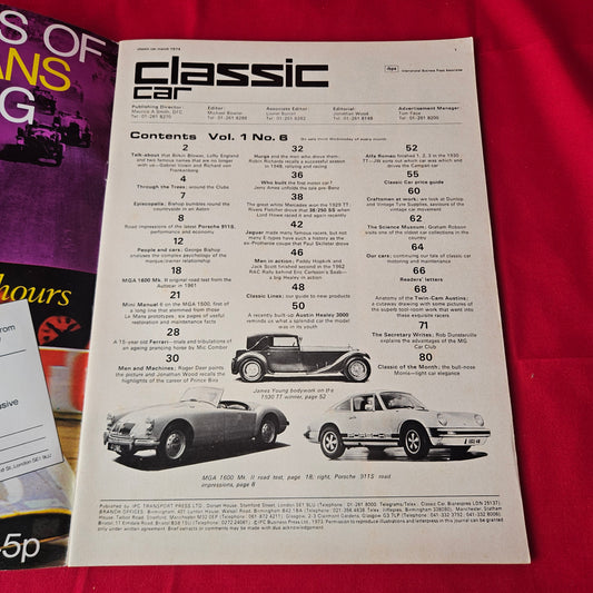 Classic Cars Magazine March 1974 Vol 1 No 6 (1364) Mercedes 38/250 SS Ferrari 250 GT