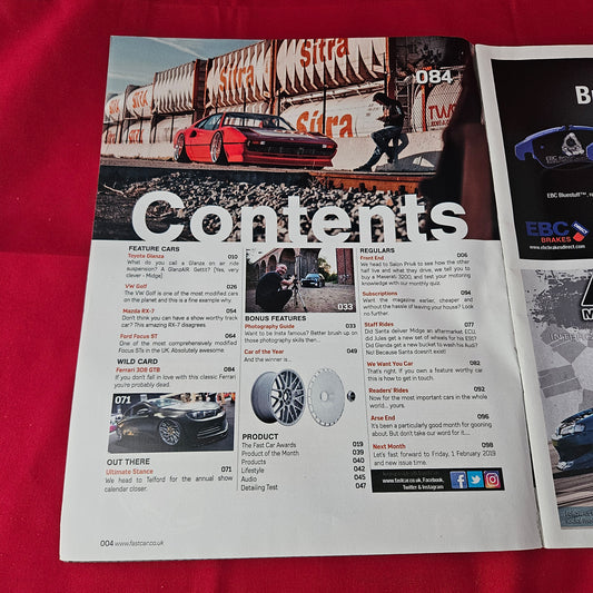 Fast Car Magazine February 2019 #404 (1367) Toyota Glanza Mazda RX-7 Ferrari 308 GTB