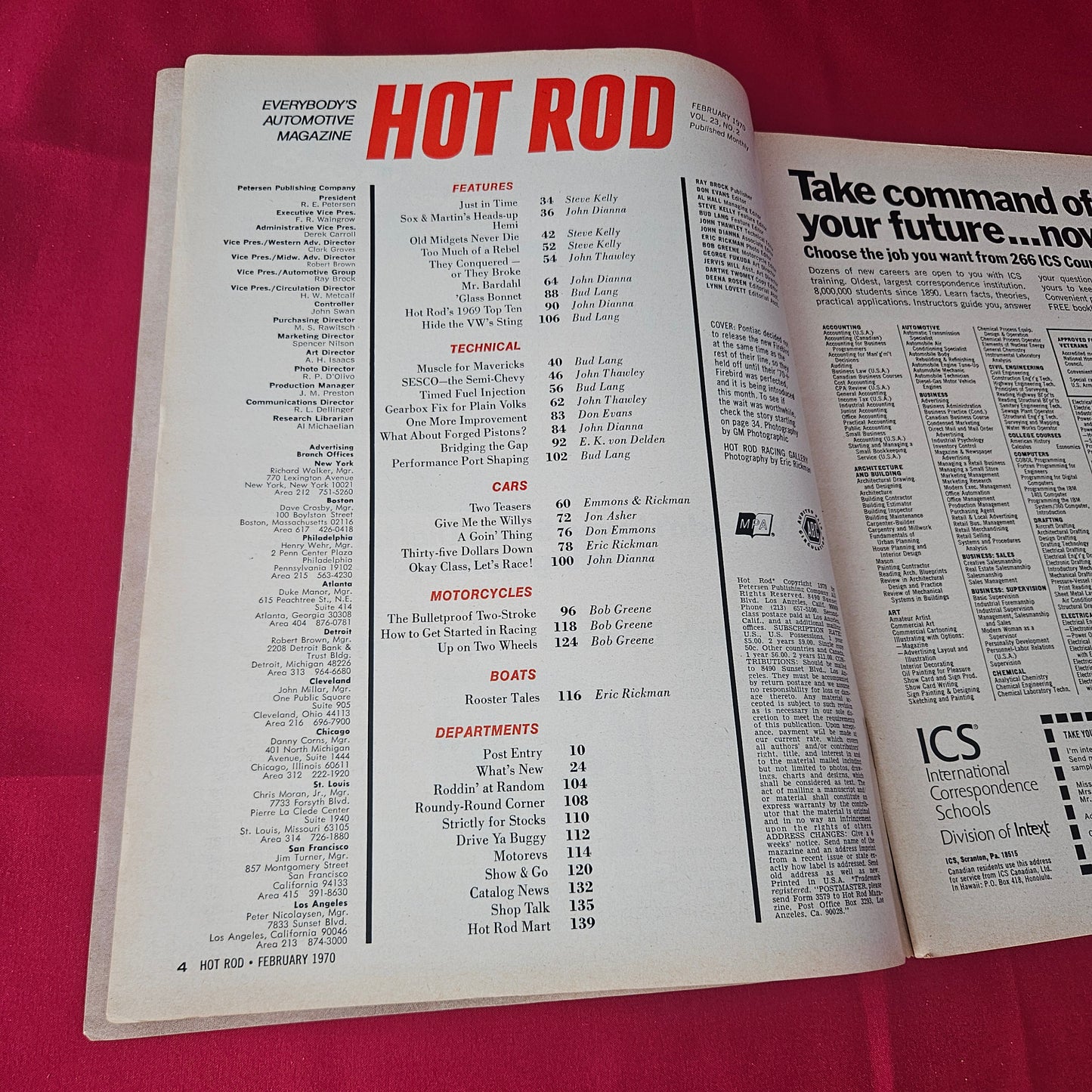 Hot Rod Magazine February 1970 (1371) Pontiac Firebird 400 Sox & Martin Hemi Cuda