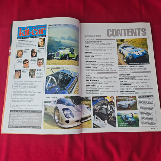 Kit Car Magazine November 2000 (1371) Marlin Sportster Ultima Dax 427 Hawk Cobra