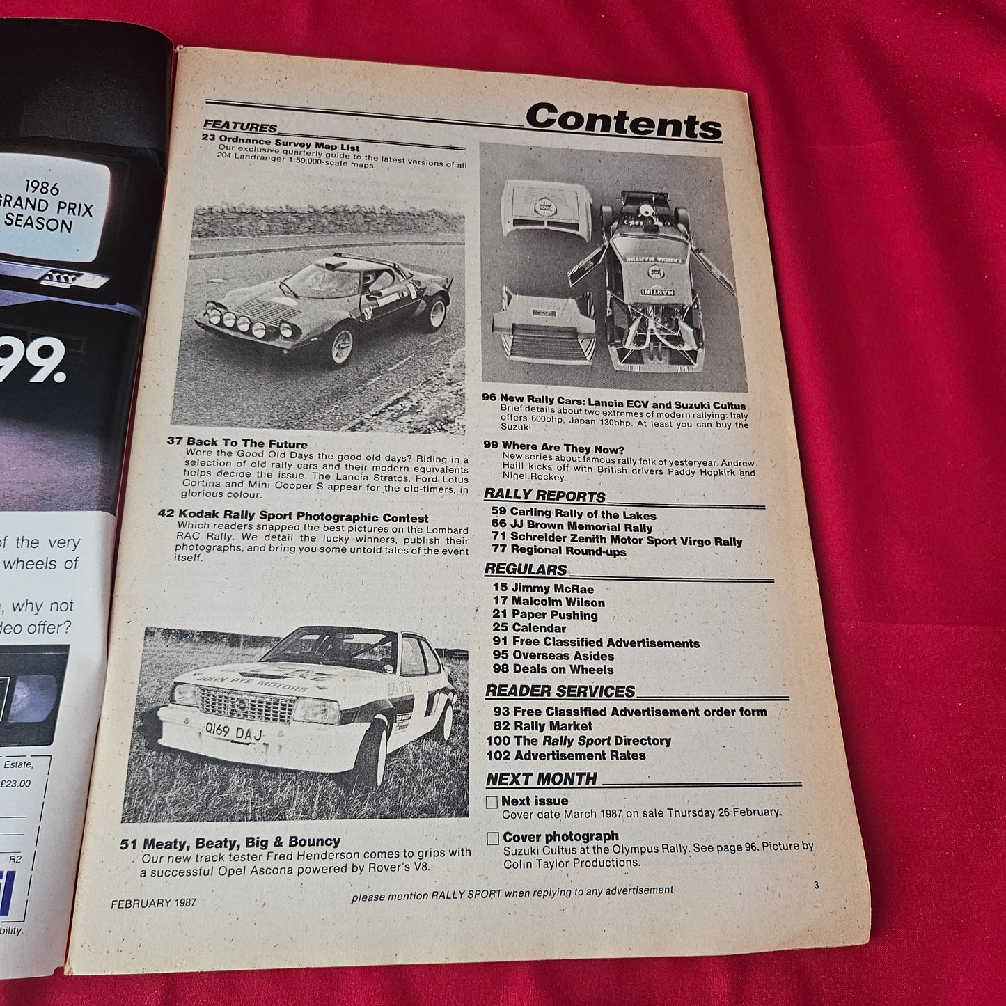 Rally Sport Magazine February 1987 (1372) Lancia ECV Suzuki Cultus Opel Ascona V8