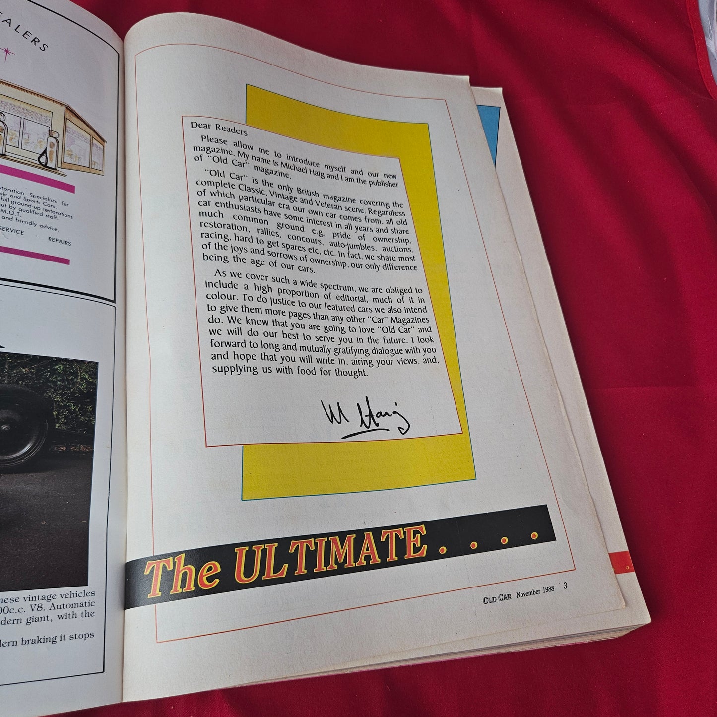 Old Car Magazine November 1988 (1372) Premier Issue Vol 1 No 1 Mercedes 300SL Bentley
