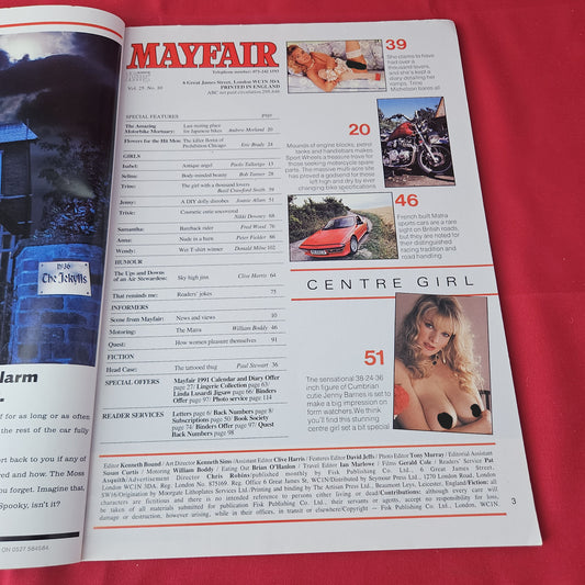 Mayfair Magazine October 1990 (1374) Vol 25 No 10 Jenny Barnes Matra Trine