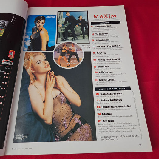 Maxim Magazine November 1997 Issue 31 (1395) Debbie Flett Teri Hatcher Julia Valet Kirsten Imrie Glamour Models