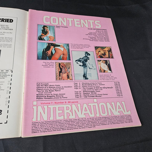 Club International Magazine August 1978 Volume 7 Number 9 (1385) Cheryl Remington Natalie Lola Christine Karen Glamour Models Bugatti Cars