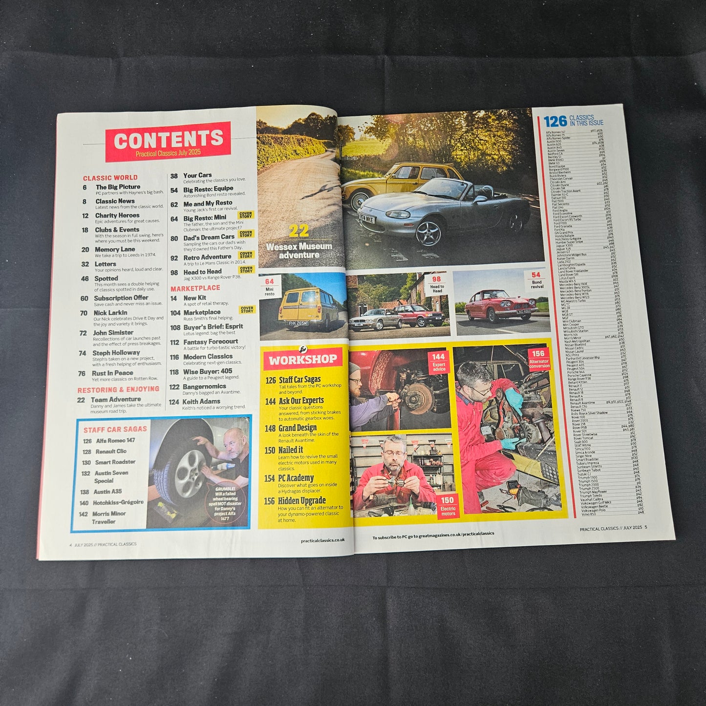 Practical Classics Magazine July 2025 (1399) MG B MGB Mini Clubman Lotus Esprit Jaguar XJ6 Range Rover P38 Renault Clio