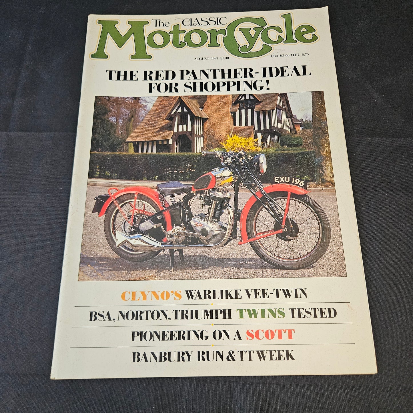 The Classic Motor Cycle August 1987 (1402) Red Panther Clyno BSA Norton Triumph Scott Banbury TT
