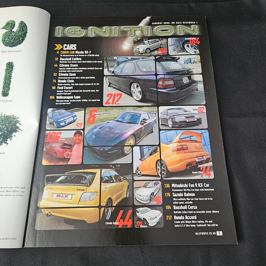 Max Power Magazine January 2002 (1403) Jakki Degg POSTER Mazda RX-7 Citroen Xsara Honda Civic F1 Superbabe
