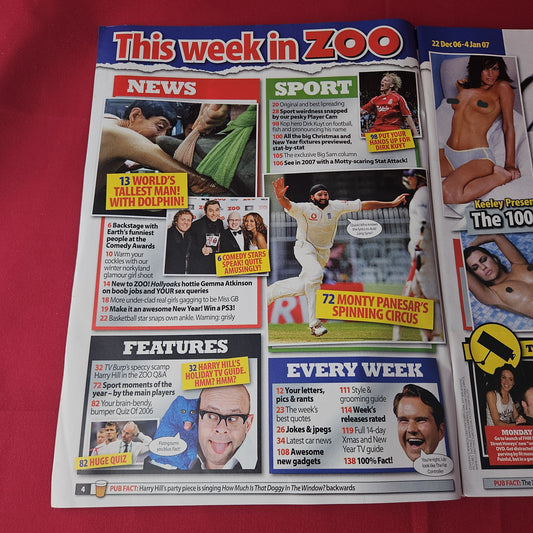 Zoo Magazine 22 Dec 2006-4 Jan 2007 (1407) Keeley POSTER Hazell Gemma Atkinson Louise Leeming