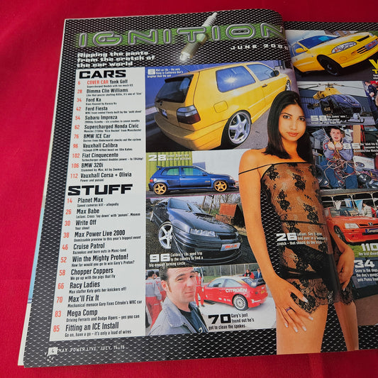 Max Power Magazine June 2000 (1410) VW Golf Mk3 Yank Golf Honda Civic BMW 320i Vauxhall Corsa Leilani