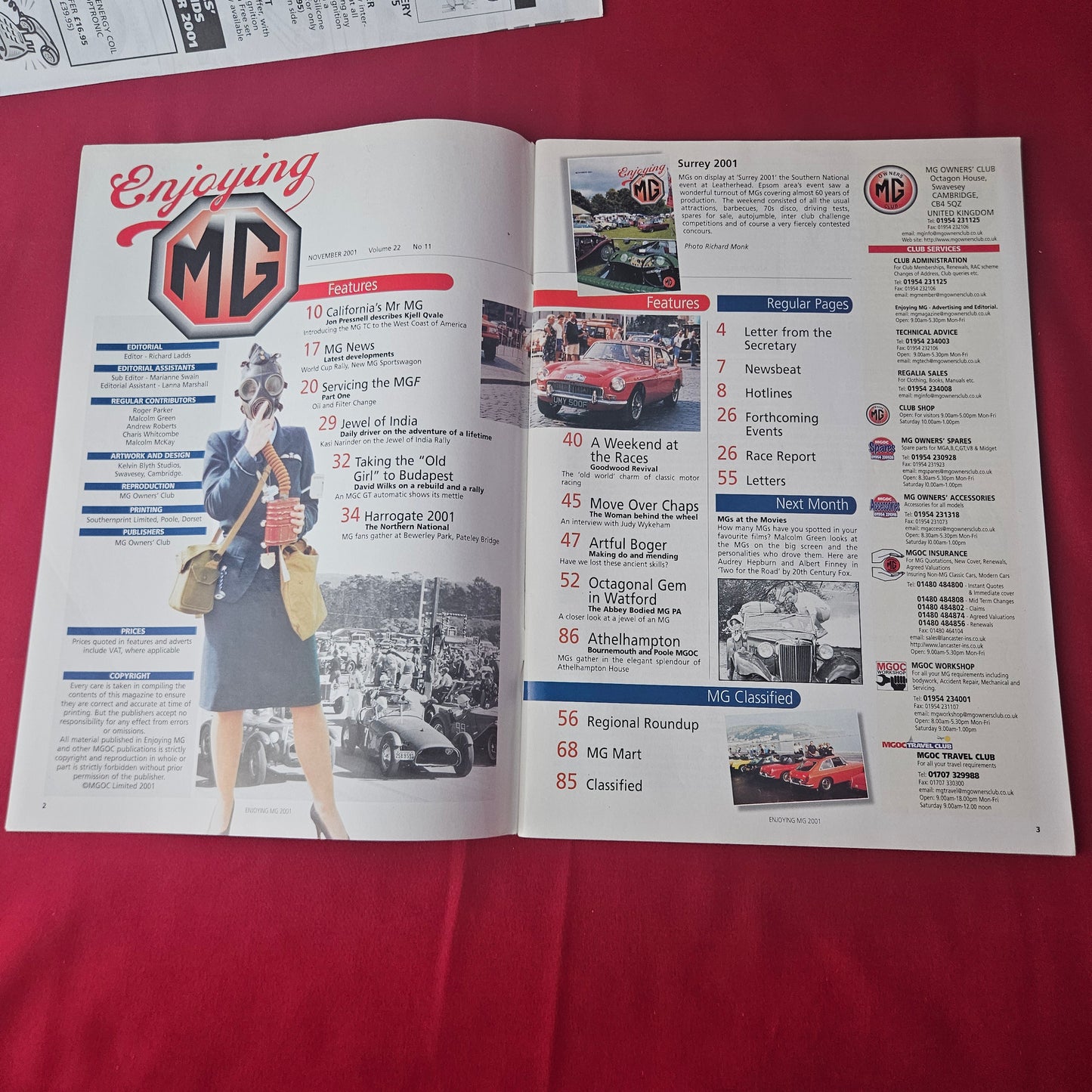 Enjoying MG Magazine November 2001 (1424) MGF MG ZT MG Sportswagon MG Rover Classic Cars