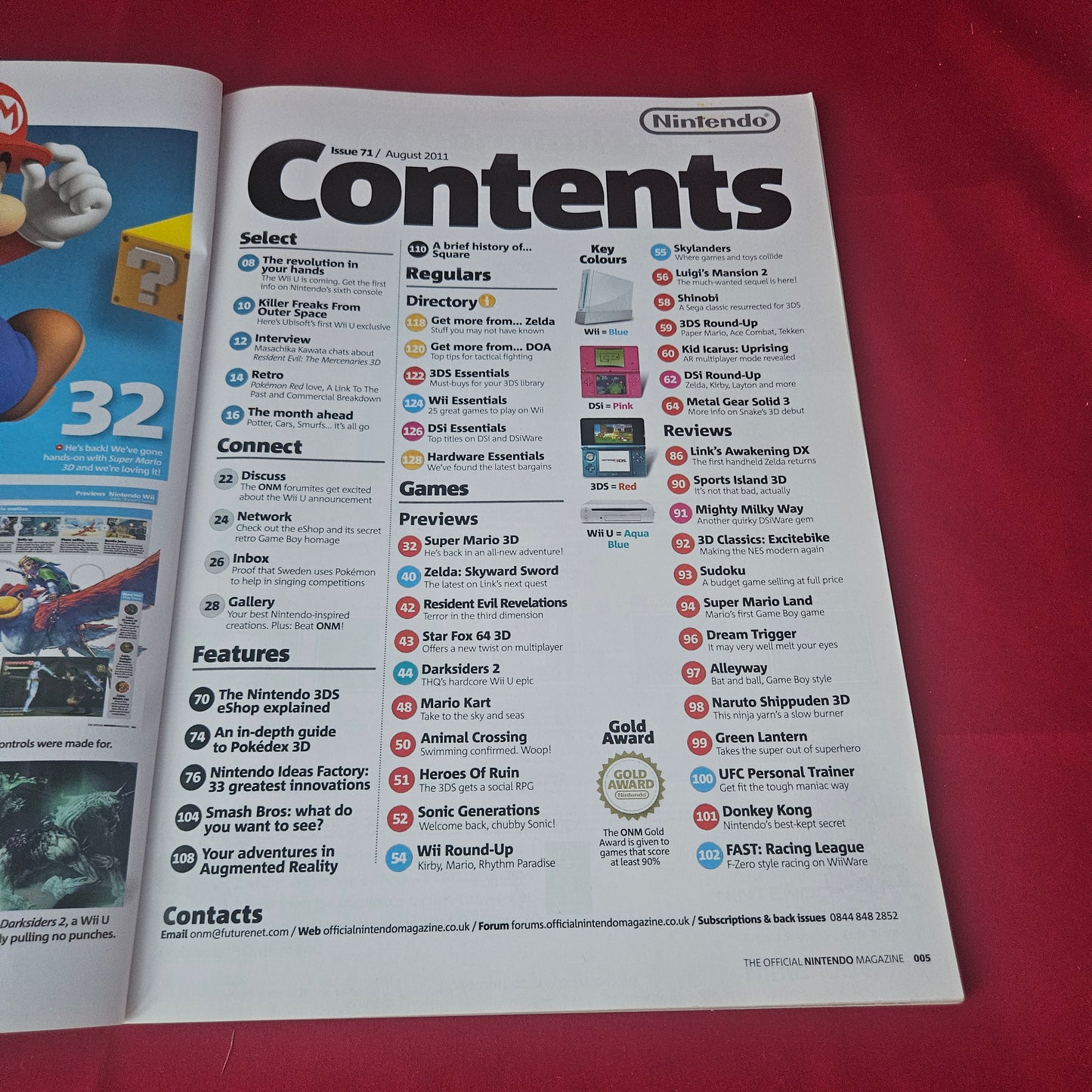 Nintendo The Official Magazine August 2011 (1430) Mario 3D Zelda Skyward Sword Mario Kart