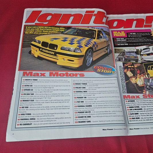 Max Power Magazine December 1997 (1431) Astra GSi VW Golf G60 Vauchall Nova