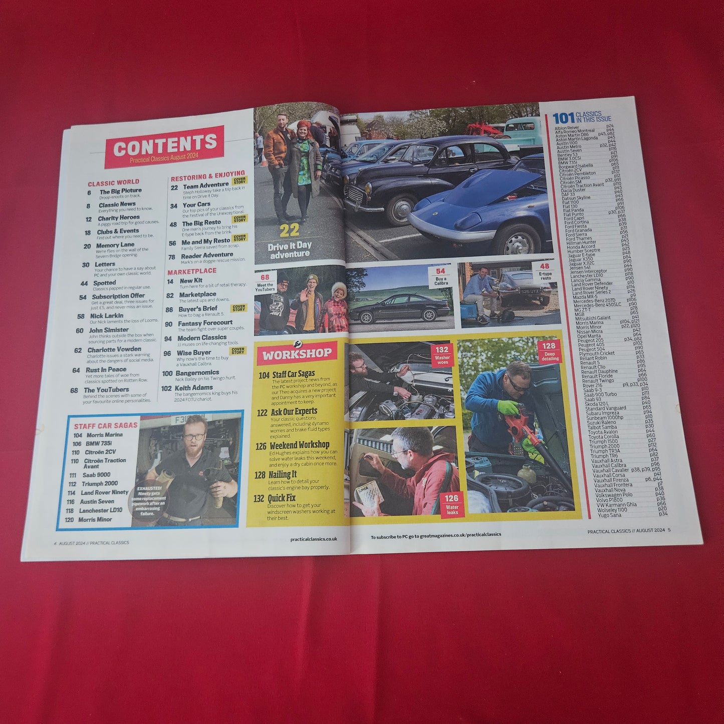 Practical Classics Magazine August 2024 (1432) Jaguar E-Type Ford Sierra Renault 5 Vauxhall Calibra