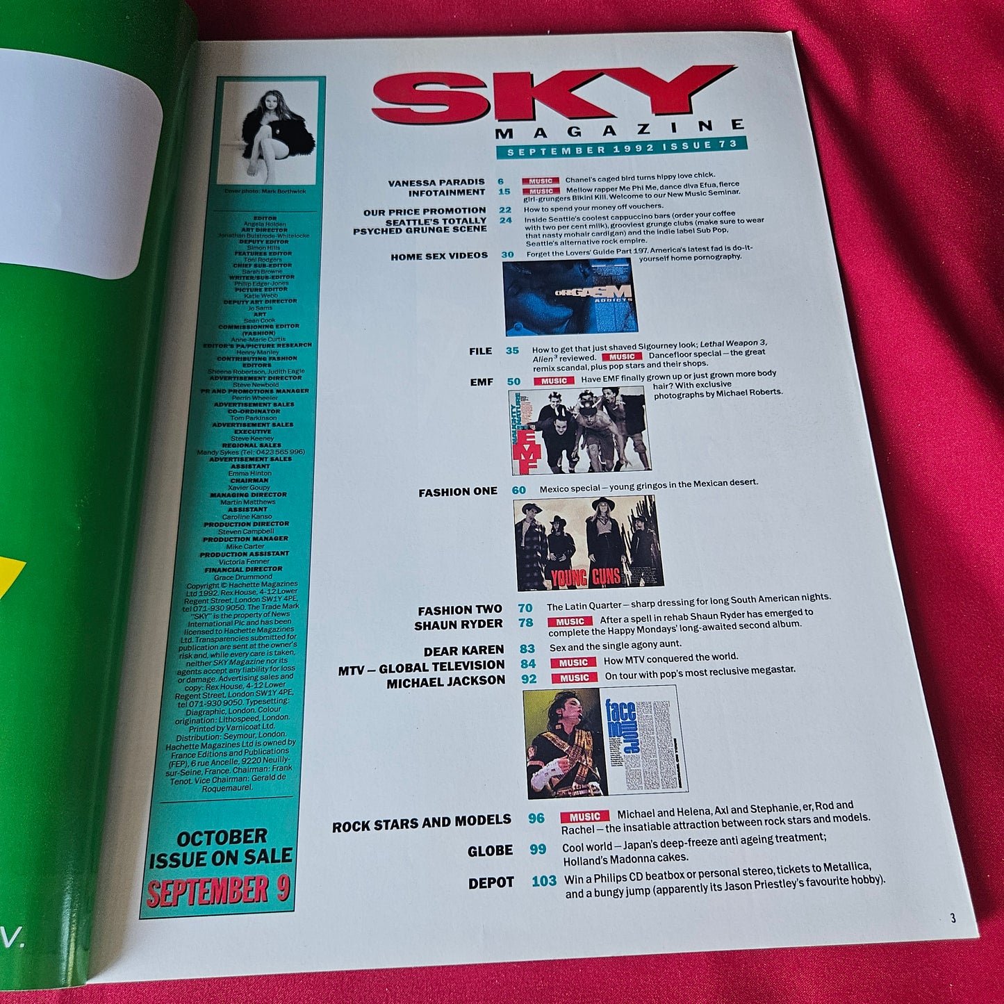 Sky Magazine September 1992 Vanessa Paradis Michael Jackson Shaun Ryder (1443)