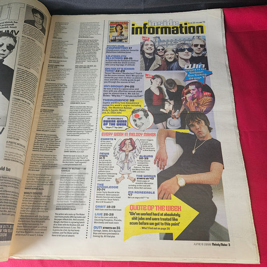 Melody Maker Magazine 6 June 1998 Ian Brown Placebo Smashing Pumpkins Embrace NP002