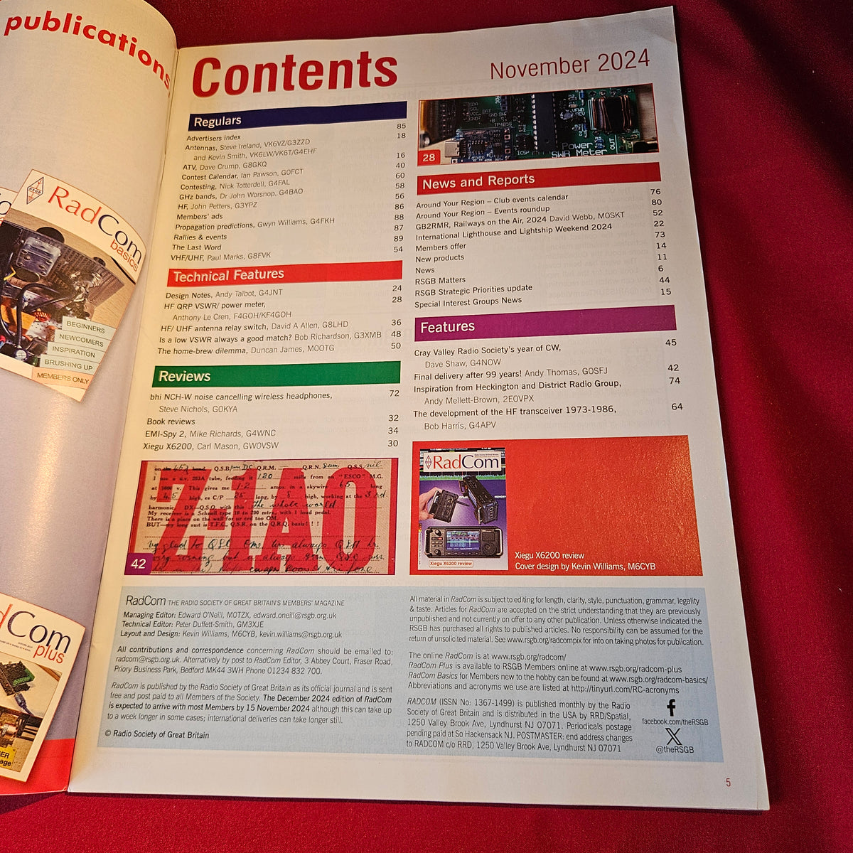 RadCom Magazine November 2024 Xiegu X6200 RSGB Amateur Ham Radio Electronics SKU 1515