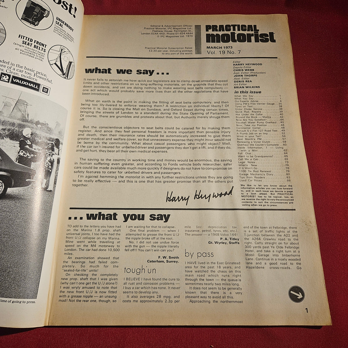 Practical Motorist Magazine March 1973 R5TL Fiat 127 Marina Vauxhall Victor SKU 1525