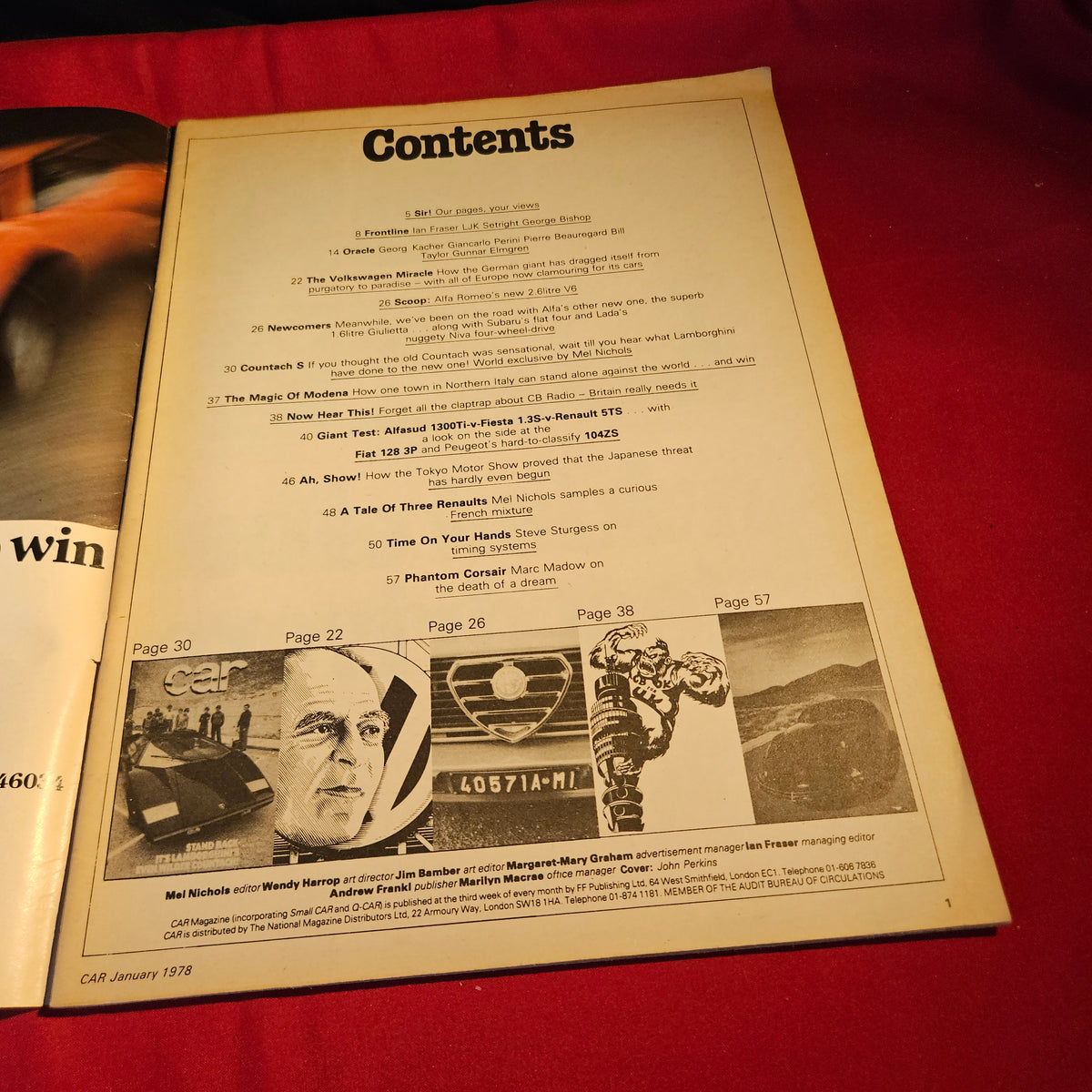 CAR Magazine January 1978 Lamborghini Countach Alfa Romeo Alfasud SKU 1569