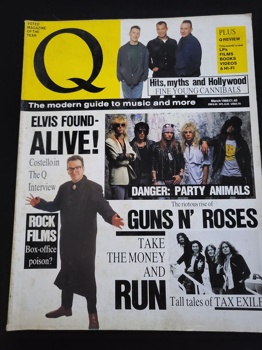 Q Magazine March 1989 409 Issue 30 Elvis Costello Guns N' Roses Led Zeppelin RARE