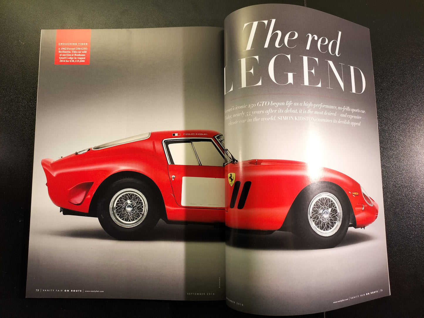 Vanity Fair On Route Sept 2016 636 David Gandy Jaguar XK120 Ferrari 250 GTO RARE
