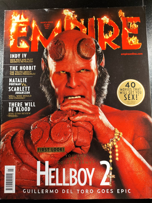 Empire Magazine March 2008 662 Issue 225 Hellboy 2 Indy IV The Hobbit VGC Rare