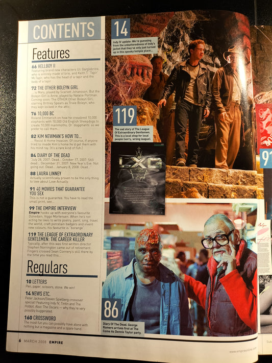 Empire Magazine March 2008 662 Issue 225 Hellboy 2 Indy IV The Hobbit VGC Rare
