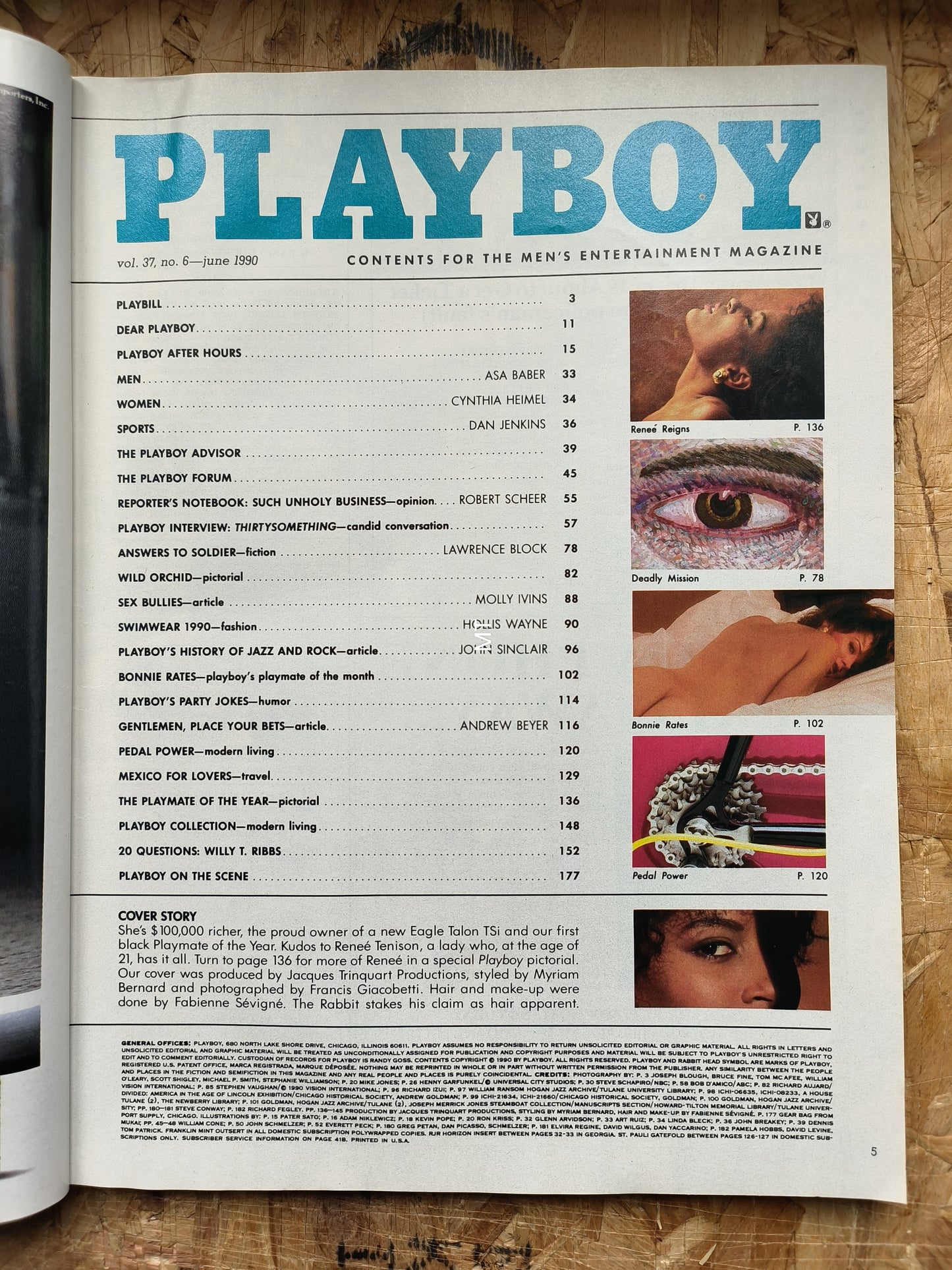 PLAYBOY Magazine June 1990 (1055) RENEE TENISON Cynthia Heimel