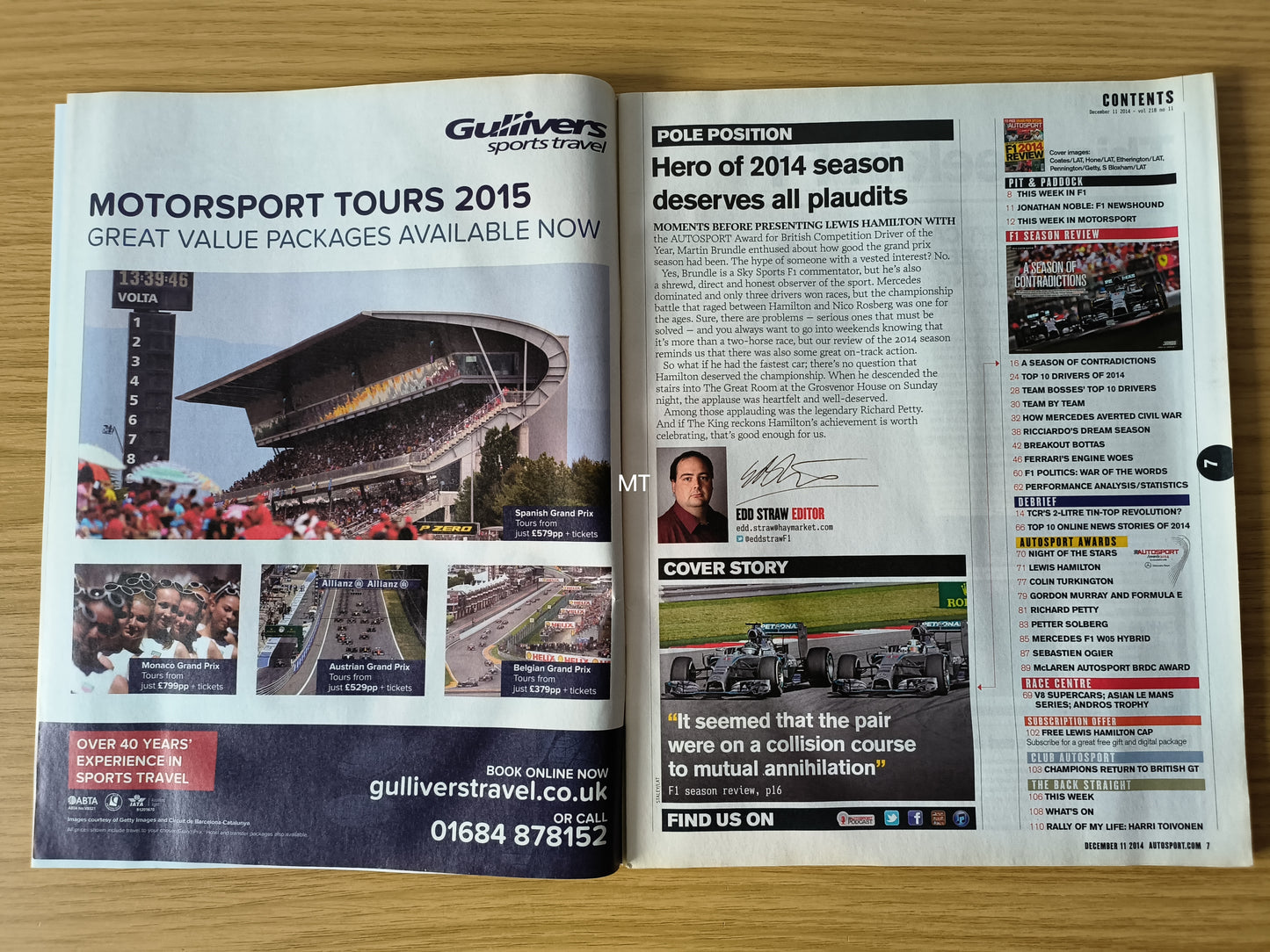 Autosport Magazine 11 Dec 2014 (RARE)(1118) F1 2014 Season Review Lewis Hamilton Rosberg Ricciardo