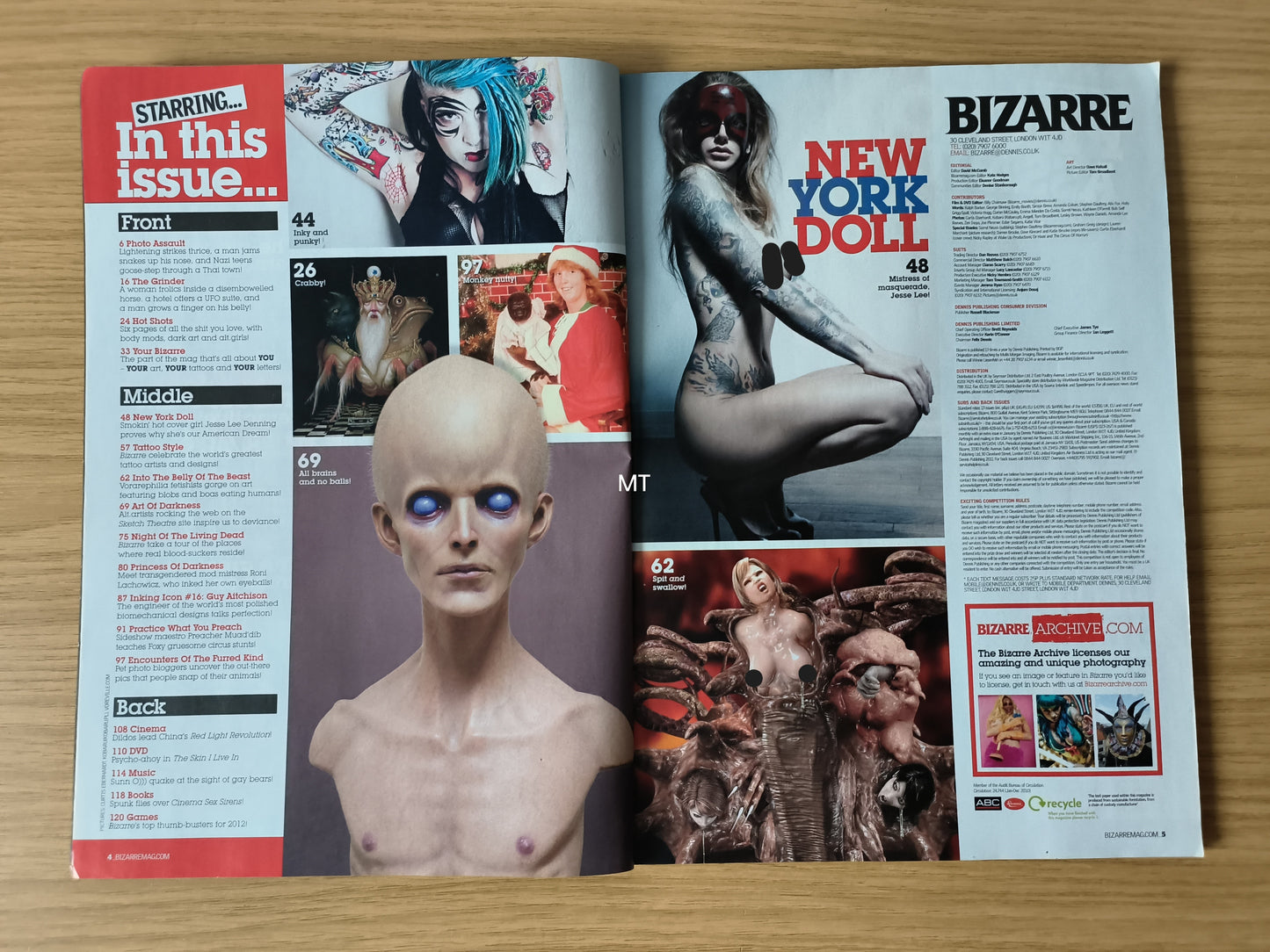 BIZARRE Magazine January 2012 (1120) POSTER Jesse Lee Denning Guy Aitchison