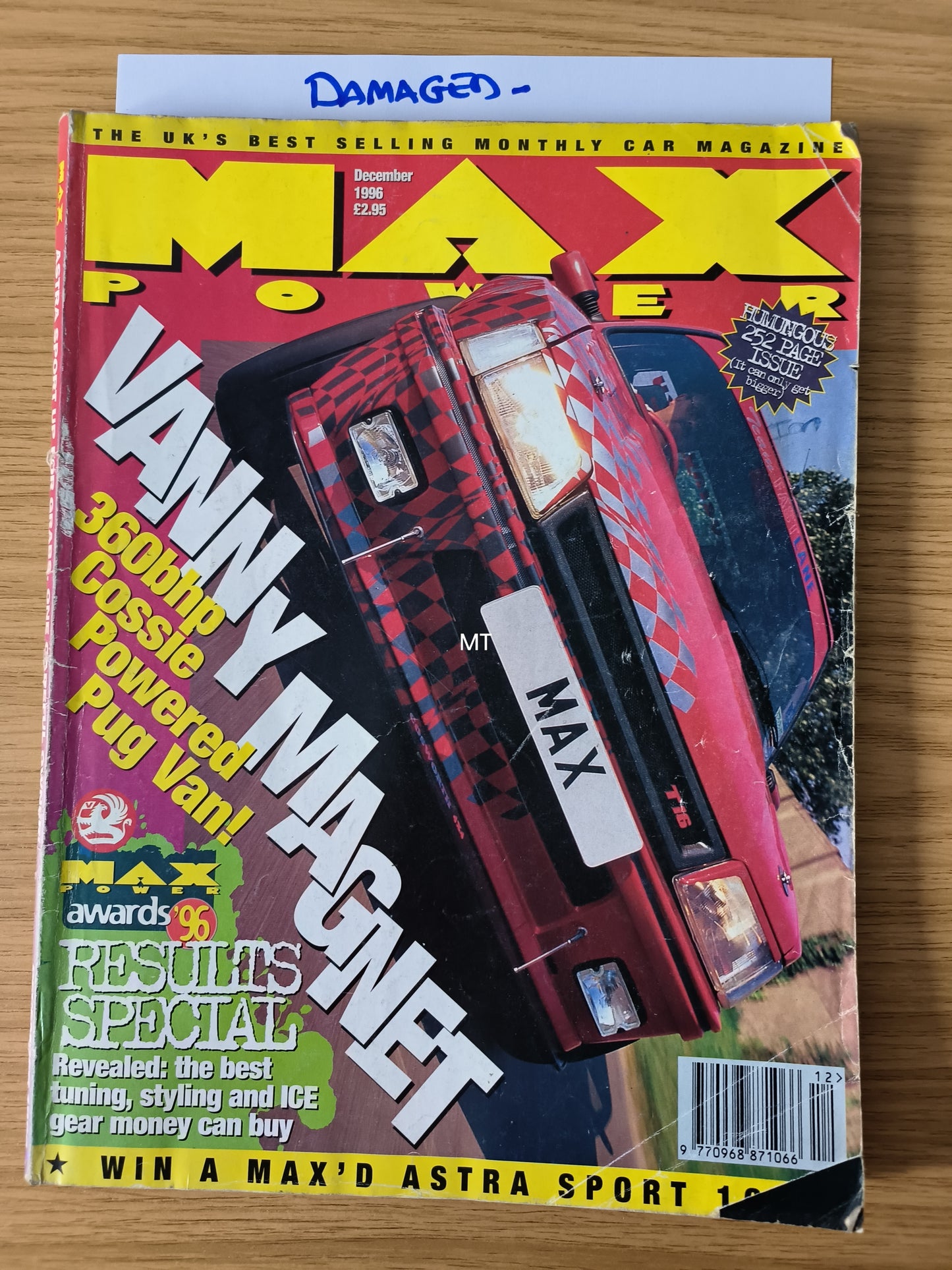 Max Power Magazine December 1996 | 360BHP Cossie Pug Van | Awards Special | Damaged Copy