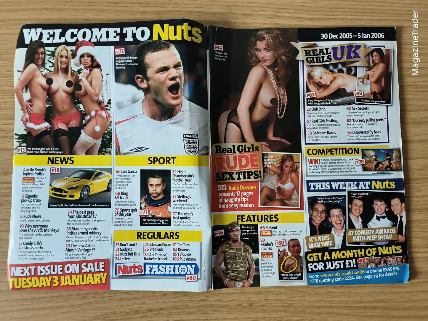 Nuts Magazine Dec 2005–Jan 2006 Kelly Brook Topless Katie Downes Sarah Ellie