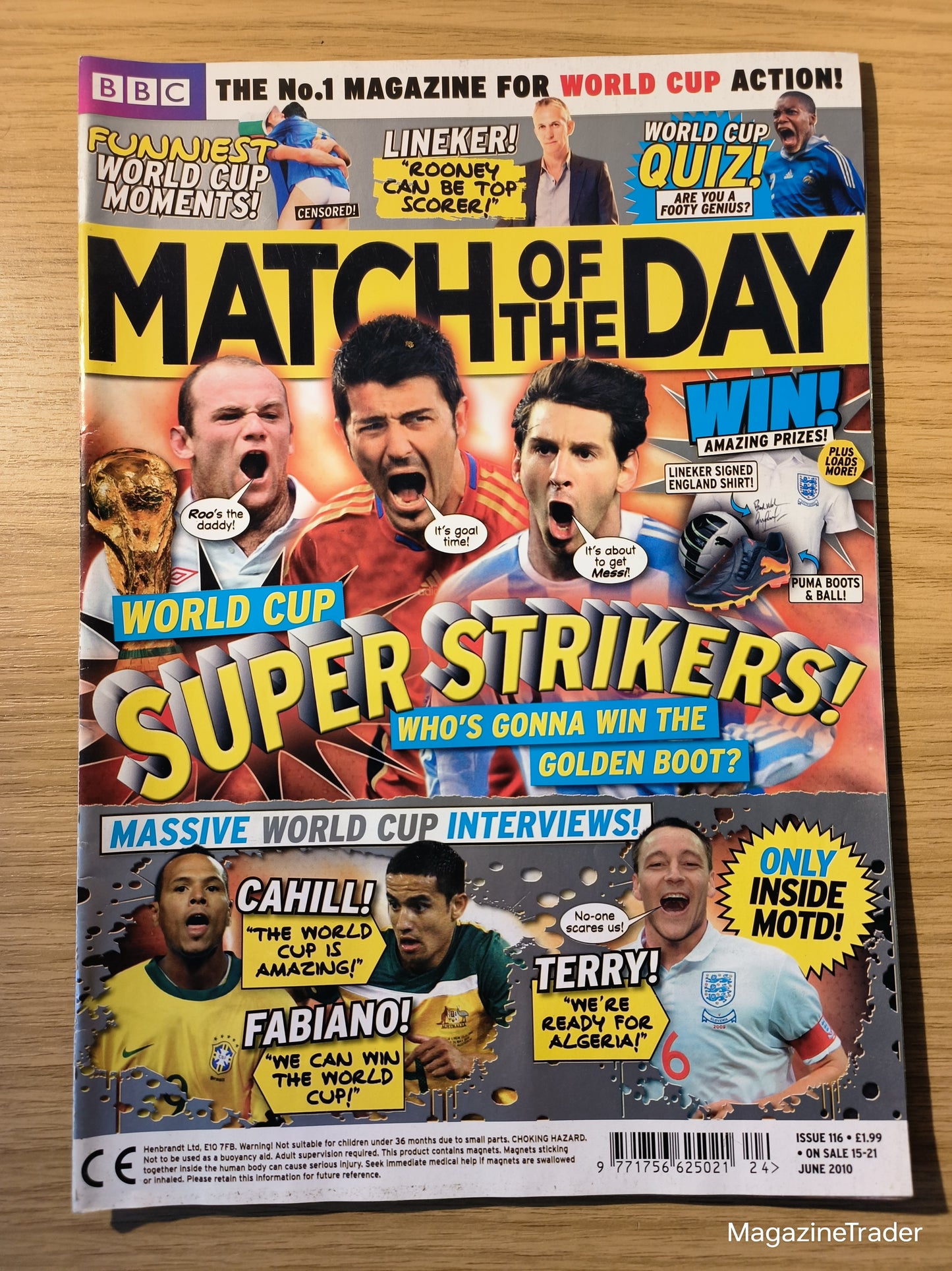 Match of the Day Magazine Issue 116 June 2010 Messi Rooney Villa Fabiano