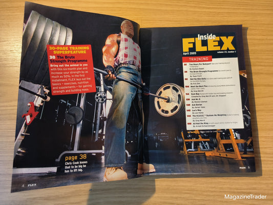 FLEX Magazine April 2005 Chris Cook Arnold Squat Routine Gustavo Badell