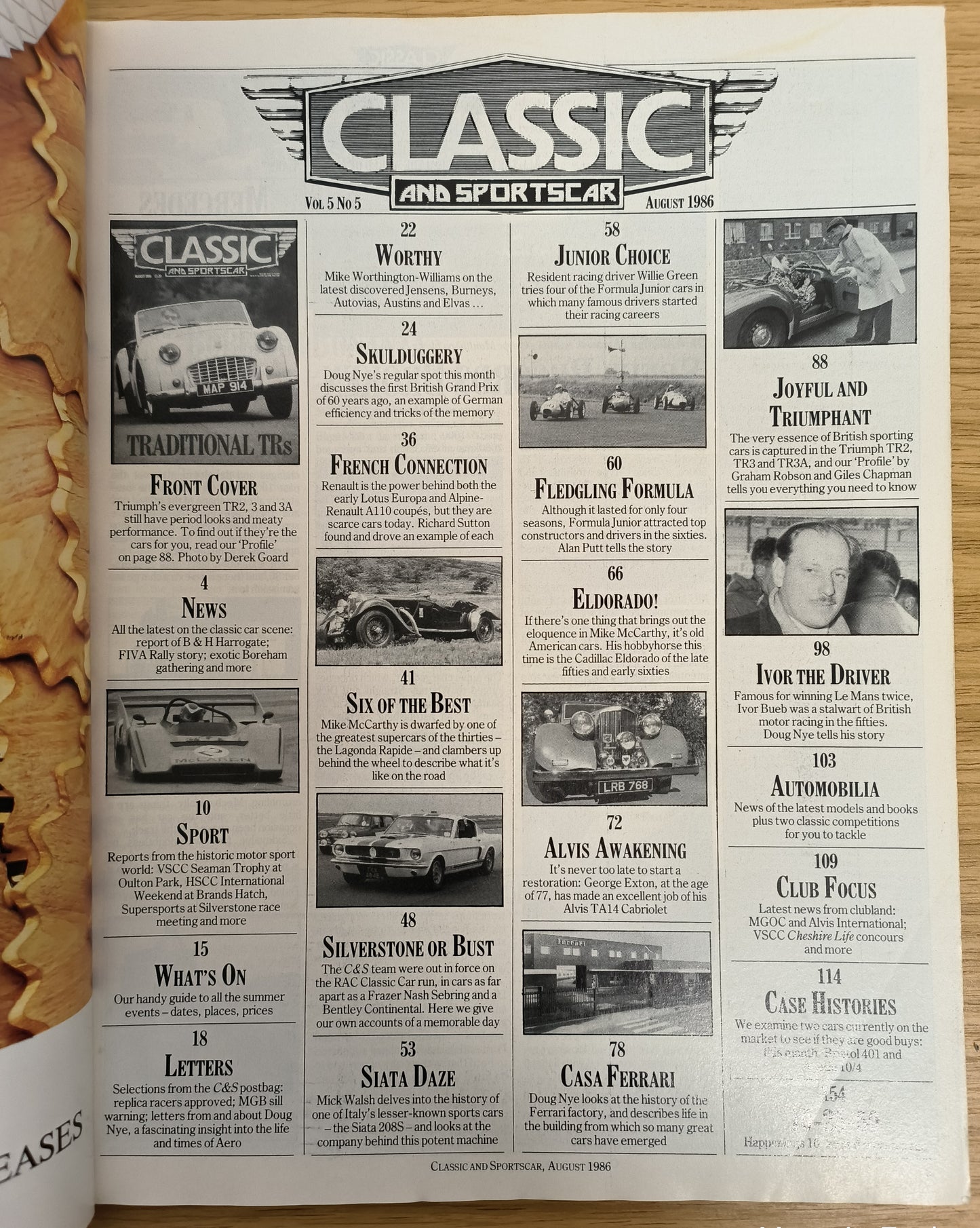 Classic and Sportscar Magazine August 1986 (1155) Traditional TRs Triumph TR2 TR3A